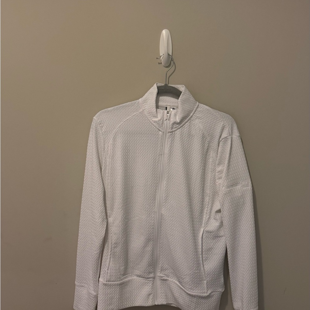 NWT Adidas White Textured Zip-Up Golf Jacket Jacket
